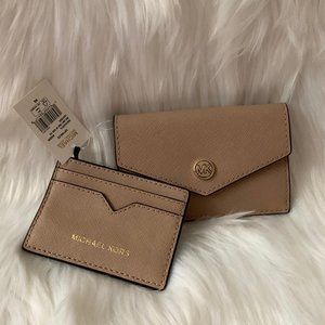 MICHAEL KORS Small 3-in-1 Card Case Wallet Tan
